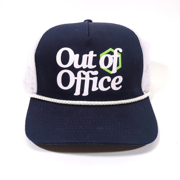 Out of Office Blue & White Trucker Hat w Chain Board Braid Adjustable Element - Picture 1 of 7
